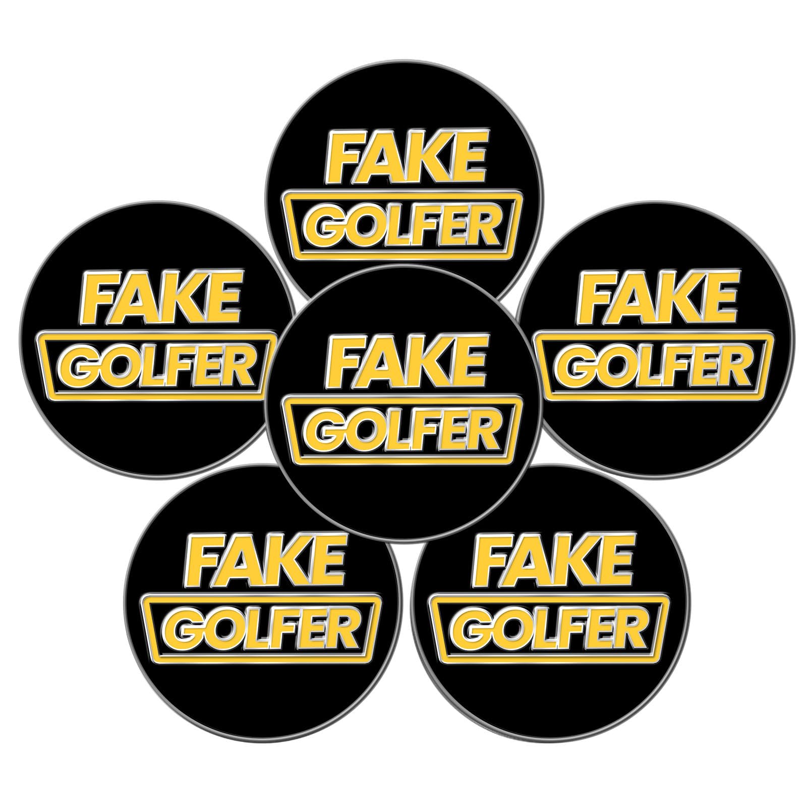 FINGER TEN Golf Ball Marker for Ladies Men Value 6 Pack, Golf Accessories Ballmarker Magnetic fit Golf Divot Tools Hat (FAKE GOLFER)