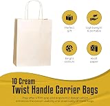 Thepaperbagstore 10 Cream Small Paper Party Bags With Handles 18x22x8cm view 2