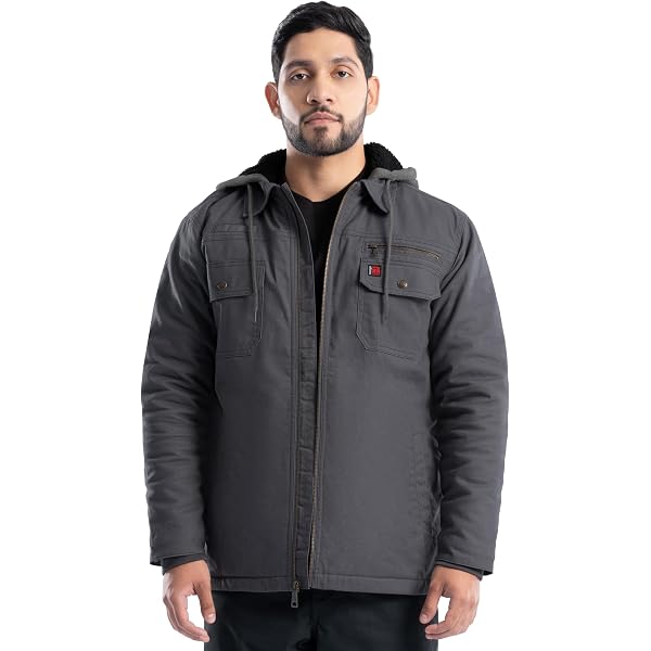 Dickies Men's Fleece Hooded Duck Shirt Jacket with Hydroshield, Black