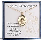 Ascona Valentines Day Gifts for Her Saint Christopher/Michael/Jude/Joseph/Anthony Necklace for Women Catholic Medal Pendant Jewelry 18+2 Inches