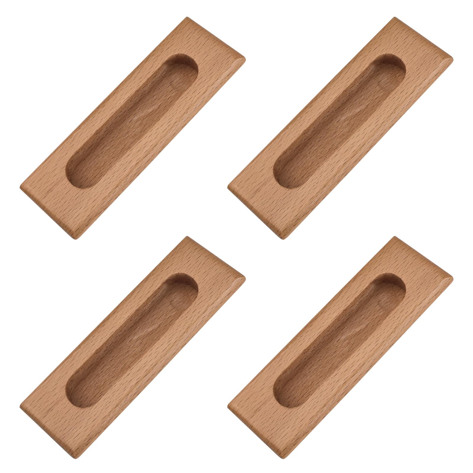 Photo 1 of MOROBOR 4PCS Rectangular Wood Recessed Concealed Handle, Embedded Design Wood Cabinet Pulls Flush Sliding Closet Door Pulls for Barn Bypass Door Wardrobe Drawer