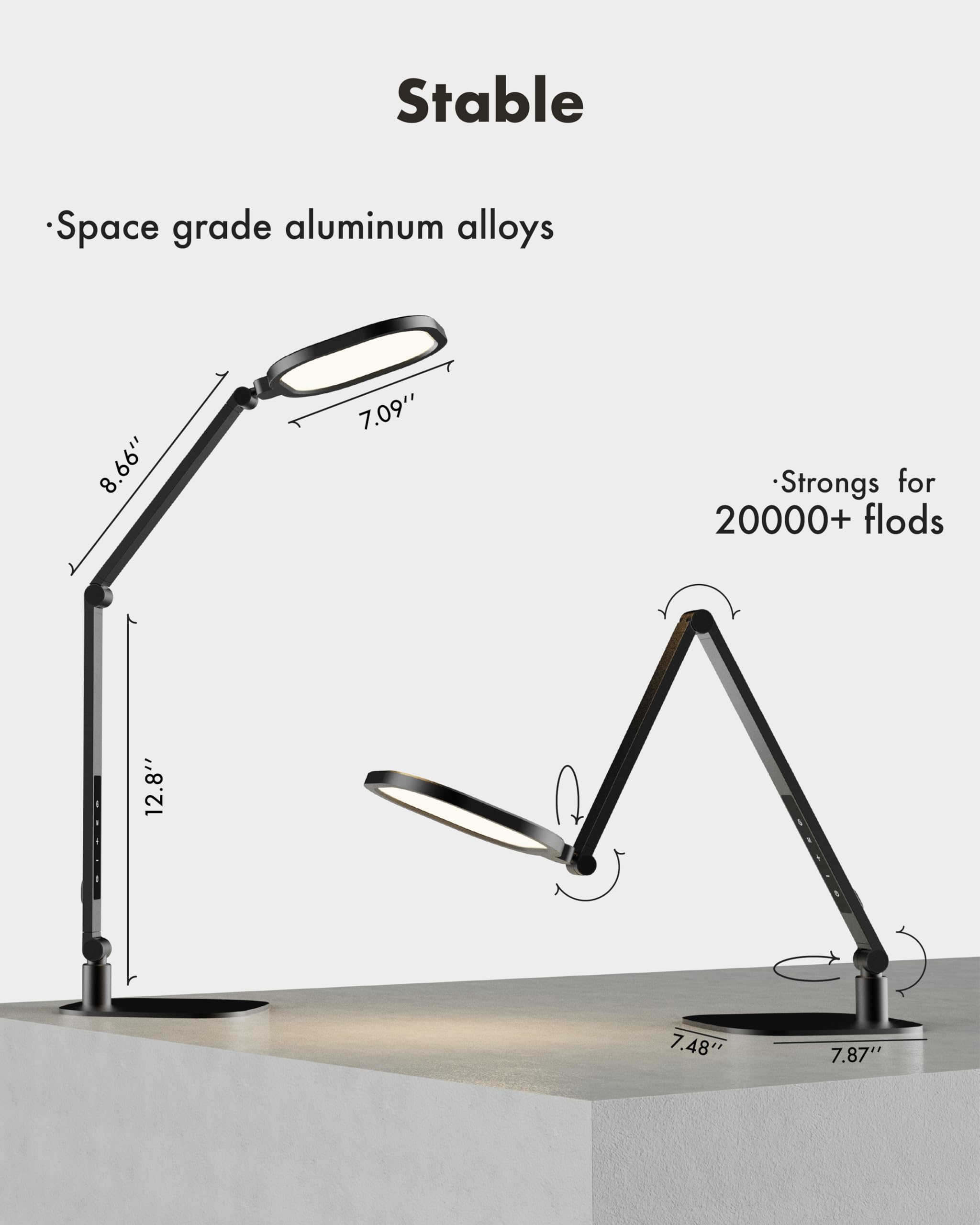 LitONES LED Desk Lamp for Home Office, 15W Computer Zoom Lighting with Swing Arm, Memory & Timer Function, Dimmable Desktop Ring Light for Video Calls, Conference, Reading, Streaming, Podcasting