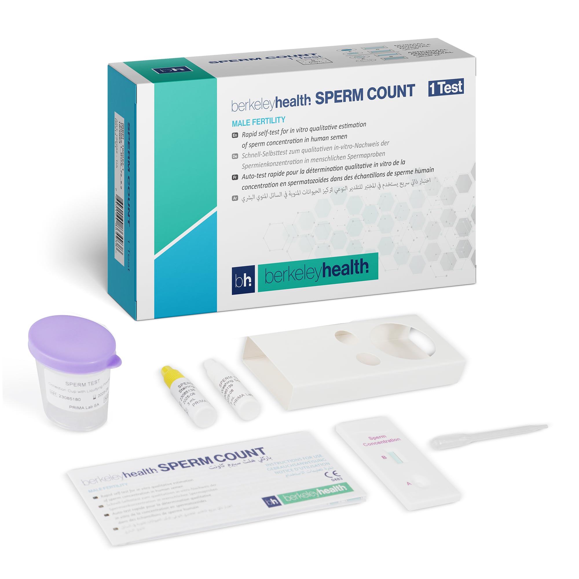 Sperm Concentration Rapid Test Cassette by Berkeley Health (Easy Check) - At-Home Male Fertility Self-Test Kit - 1 Test