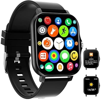 OICIIDO Smart Watch, 1.83" Upgraded Full Touchscreen Smart Watch for Android iPhones with Heart Rate Blood Pressure Monitor, Multiple Sports Fitness Tracker with Smart Watches for Women Men (Black)