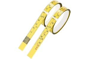 OPZOUR 2 Packs Steel Self-Adhesive Measuring Tape, Right to Left Reading 200cm or 78-Inch Imperial and Metric Ruler Tape, 1/2-Inch Peel and Stick Tape Measure for Woodworking, Saw, Drafting Table, Yellow