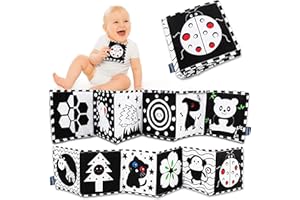 Duewry KaPing Black and White Baby Toys 0-3 Months, Baby Sensory Toys, High Contrast Baby Cards, Soft Book for Infant Toddler Newborn, Tummy Time Toys for Babies 0-6 Months