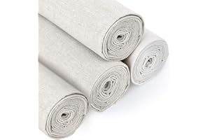 VIDILLO Aida Cloth Cross Stitch Cloth 4Pcs White Natural Linen Needlework Fabric Cross Stitch Cloth 20 Inch Embroidery Linen Fabric for Making Garment Craft Needle Embroidery Decoration and Tablecloth A