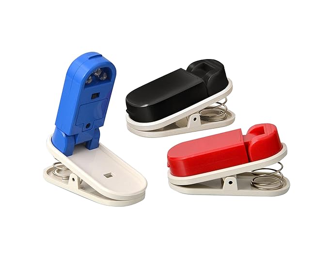 Fiestar Plastic Book Light with Paper Clip and Super Bright LEDs for Home, Offices and Outdoor Use (Multicolour) - Pack of 2