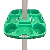 Myard 15'' Pro Universal Beach Umbrella Table Tray, Green, w/Tablet Slots | Earpod Holds, Drink Holders, Snack Grooves, Phone Slots, Sunglasses Holes, Small Bag Hangers, Beach, Swimming Pool