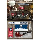 Vauen Complete Pipe Starter Kit &ndash; Bent Briar Wood Pipe with 9mm Charcoal Filters, Pipe Tool &amp; Cleaners &ndash; Premium Pipe Accessories Set &ndash; Made in Germany