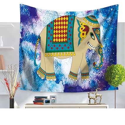 Magiboes Dessin Animé éléphant Indien Imprimé Tapisserie