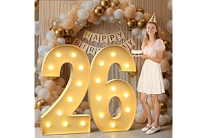 Mixifox 4FT Marquee Numbers 26, Large Light up Number 26 for Birthday Party Supplies, Sign, Backdrop, Happy 26th Birthday Decorations for 26 Years Old Women Men