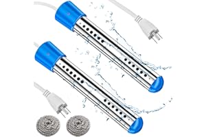 Treela 2 Pcs Immersion Water Heaters Portable Electric Submersible Pool/Hot Tub Heater with 304 SS for Bathtub, Bucket, Basin
