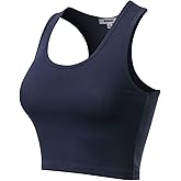 MixMatchy Women's Casual Basic Sports Crop Tank Tops Racerback Running Yoga Tanks Cotton Sleeveless Gym Shirts