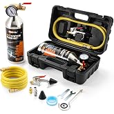 POLIWELL AC Flush Kit with 59" Nylon Hose, Stainless Steel Body &amp; Flush Gun &ndash; For R134a/R12/R22/R404a/R406a/R410a &ndash; Fits Car AC Lines, Condenser, Evaporator (Solvent Not Included)