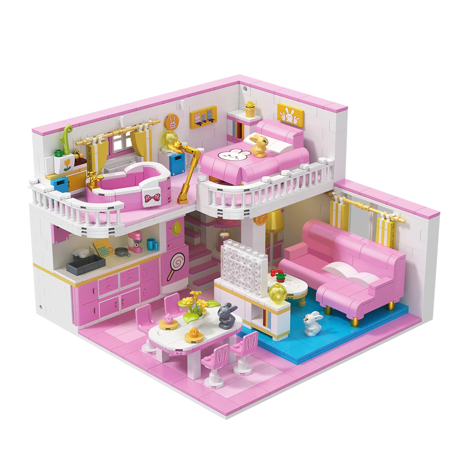 Hallisun Friends House Building Block Set, Friends Flat Mini Block Model Kit, DIY Cartoon Modular Modern House Construction Toy, Gift Idea for Boys and Girls from 8 Years, 1096 Pieces