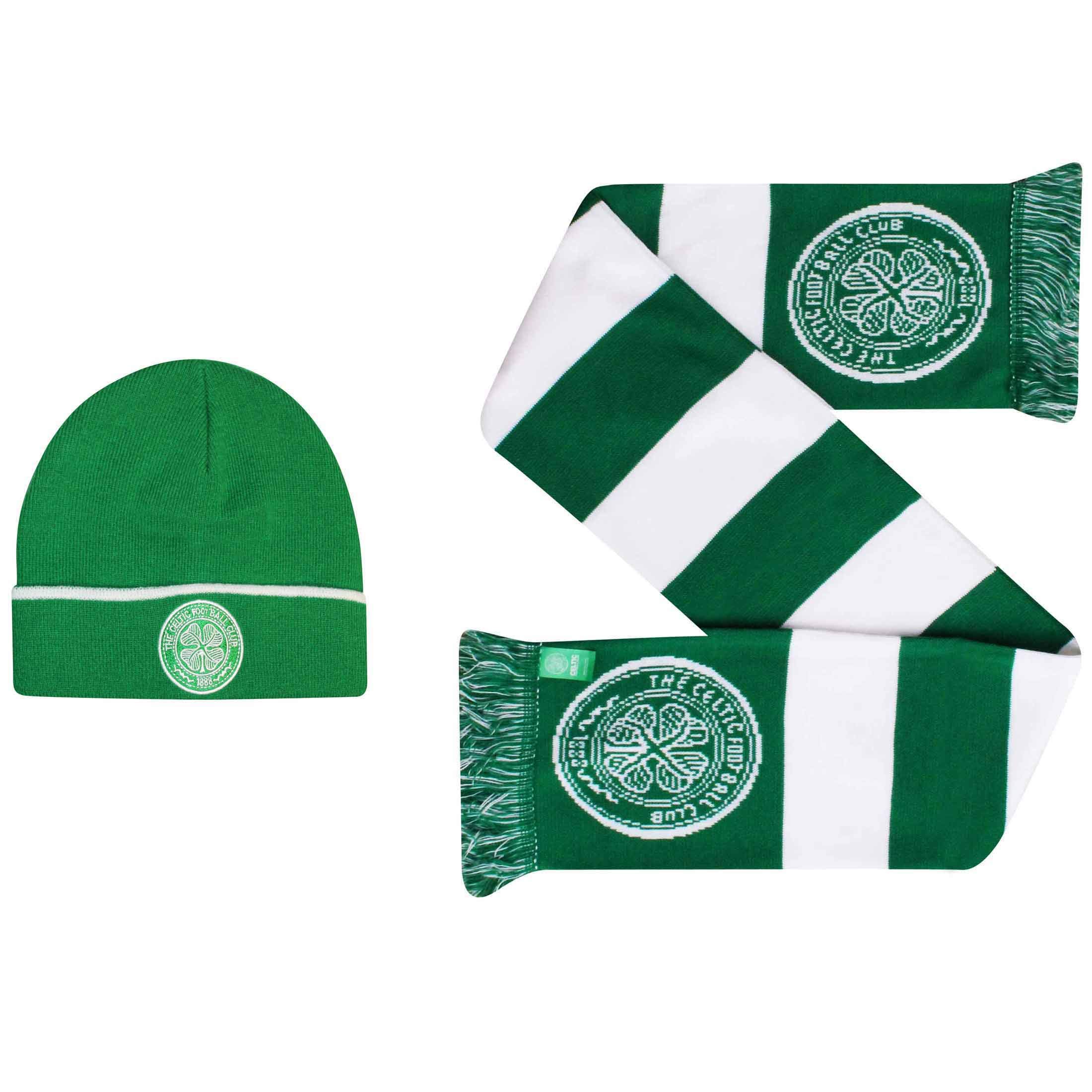Super Hoops Official Celtic FC Fans Hat & Bar Scarf Gift Set (100% Acrylic)