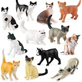 SCAHOW 12PCS Realistic Cat Figurines, Plastic Mini Cat Figures Toys, Kitten Miniature Toys Cake Topper Easter Eggs Christmas Birthday Gift for Kids Boys Girls