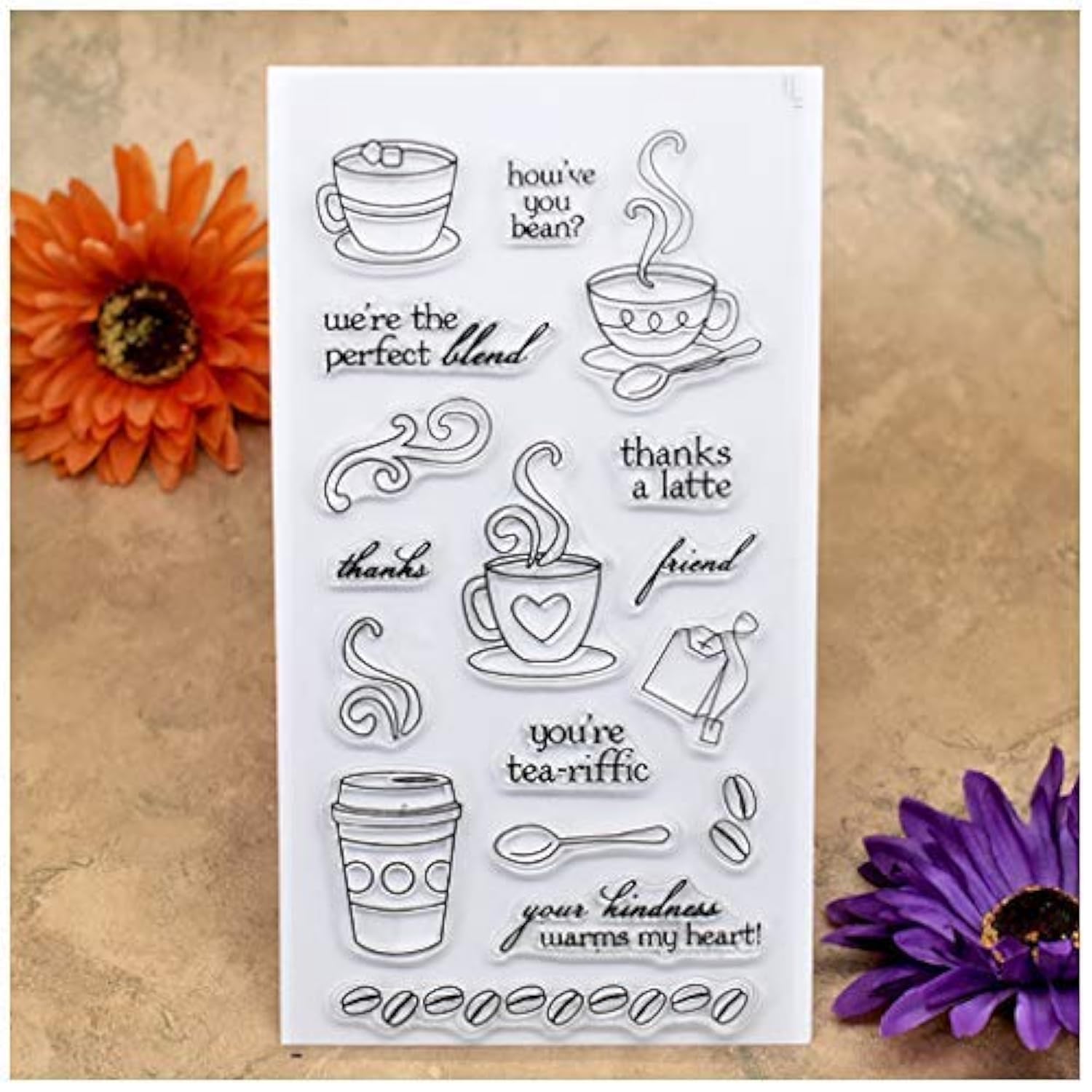 Kwan Crafts Coffee Tea Thanks a Latte Clear Stamps for Card Making Decoration and DIY Scrapbooking
