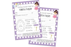 SIRJIERA Tooth Fairy Paper Certificate for Kids, Tooth Fairy Report Cards, Official Receipt From The Tooth Fairy, Cute Adorable Keepsake for Kids, Tooth Fairy Receipt for Lost Tooth, Purple, 5 * 7 in