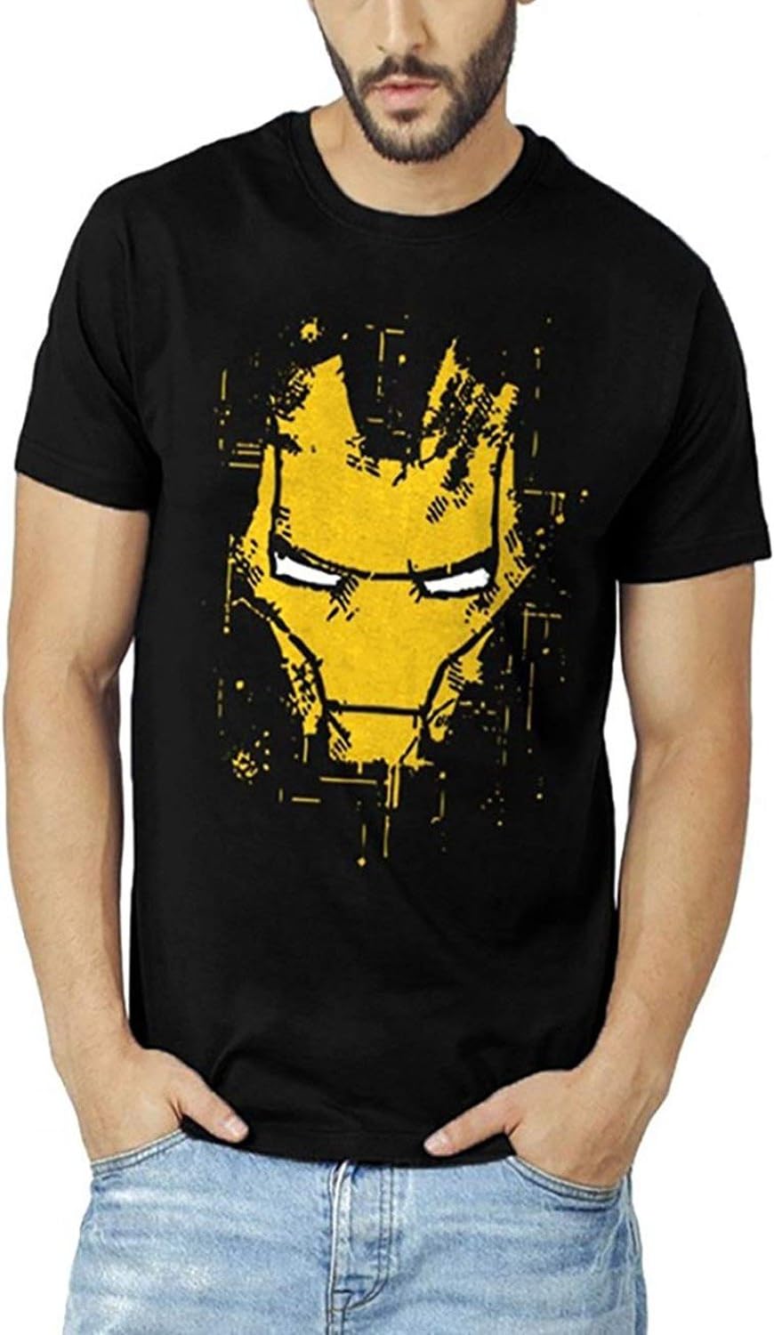 VP SMILEY Iron Man Black t Shirt Half Hand …