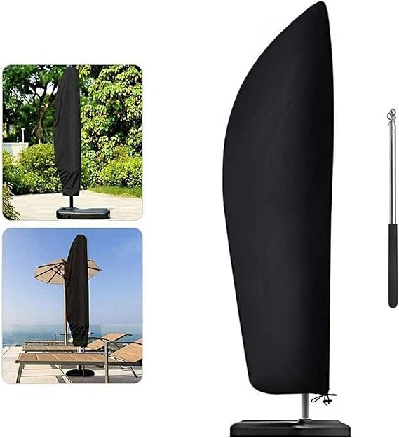 FHGD Garden Parasol Cover With Contraction Rod，Heavy Duty Rip Proof