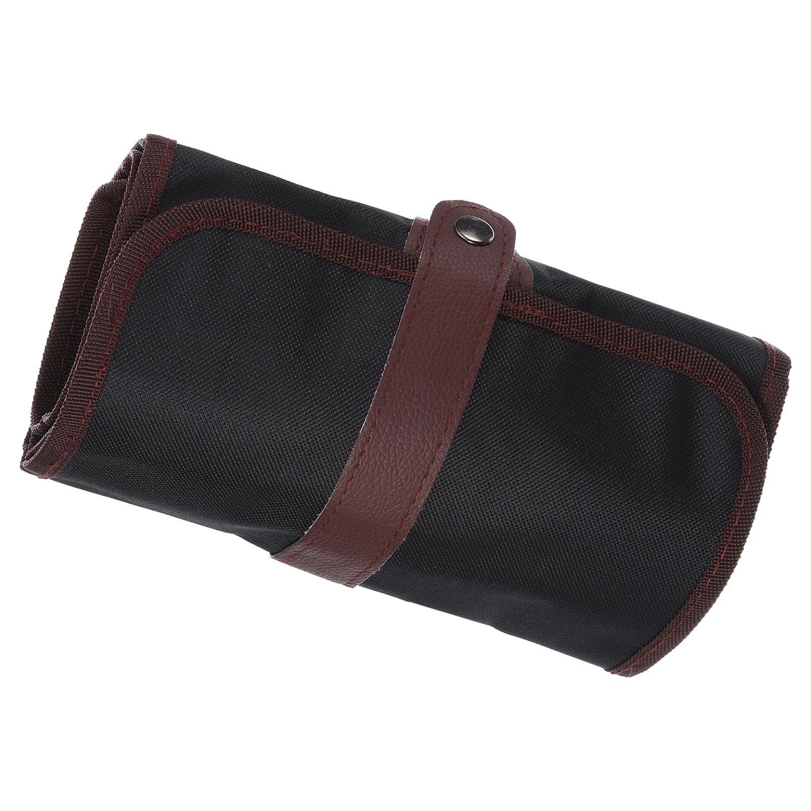 PATIKIL Handmade 72 Slots Roll Up Pencil Case, Oxford Cloth Pencil Wrap Pouch Pen Holder Organizer for Artist Drawing Coloring Sketching, Brown/Black