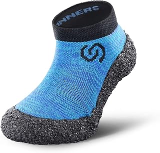Skinners | Minimalistische Unisex Barfußschuhe für Kinder | Minimalist Barefoot Socks/Shoes | (Ozeanblau (schwarzes Logo), size 33-35)