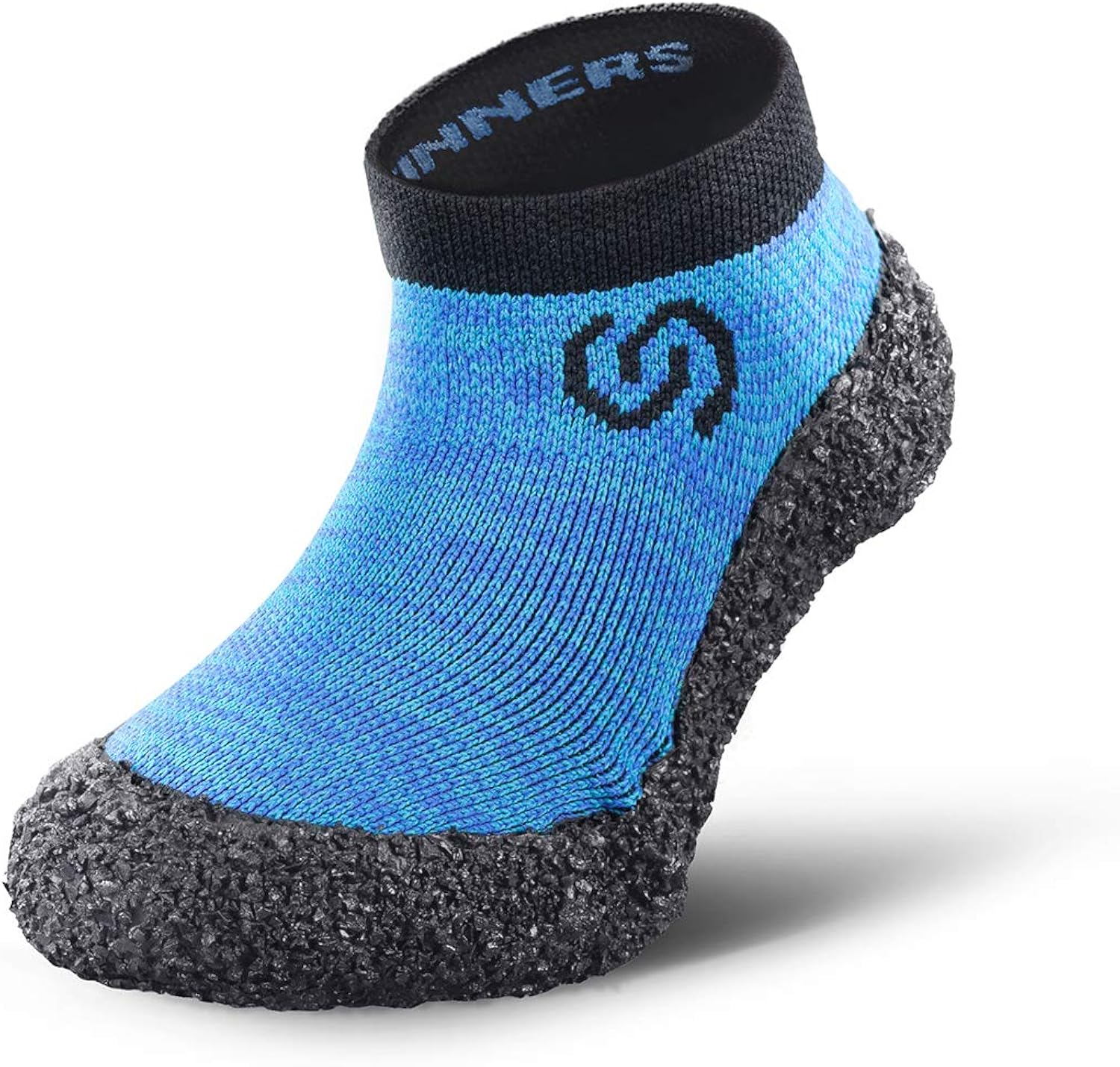 Skinners | Minimalistische Unisex Barfußschuhe für Kinder | Minimalist Barefoot Socks/Shoes | (Ozeanblau (schwarzes Logo), size 33-35)