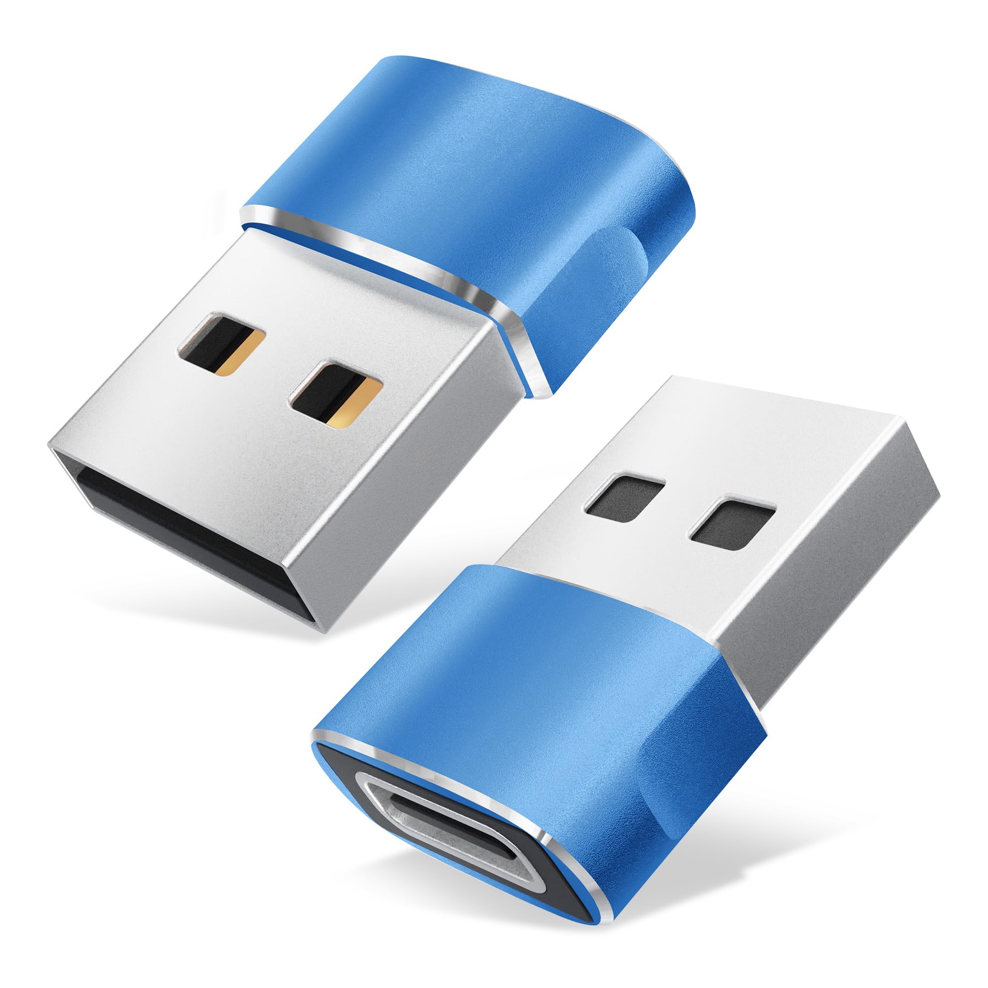 CELLONIC 2x USBC to USBA Adapters - USB C Female to USB A Male Converter Twin Pack - Fast Charging & Fast Data Transfer Connector for iPhone, iPad, Galaxy, Huawei, Phone, Tablet, Laptop - Blue