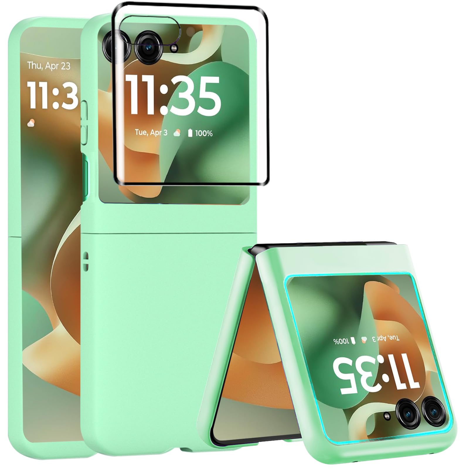 Photo 1 of AFENGBOX Case for Motorola Razr 2025,Razr 2025 Phone Case with Screen Protector,Slim Thin Shockproof Protective Bumper Cover for Moto Razr 2025,Light Green