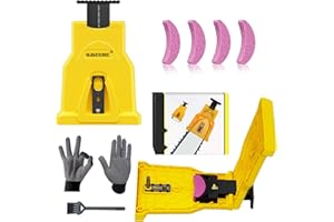 OMCCHK Chainsaw Teeth Sharpener, Portable Chainsaw Sharpener with 4 Fast Sharpening Stones, Universal Chainsaw Blade Sharpene