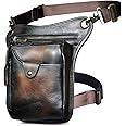 Le'aokuu Mens Genuine Leather Outdoor Sporting Hicking Waist Hip Pack Messenger Shoulder Drop Leg Thigh Bag Pouches For Women (211-5 Coffee)