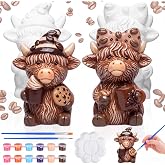 Poen 2 Set Coffee Highland Cow Ready to Paint Your Own Statue Sweet Coffee Lover Gift 4