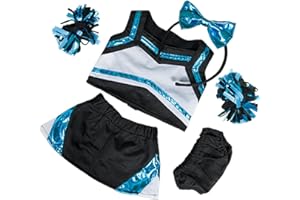 STUFFEMS TOY SHOP Metallic Teal & Black Cheerleader Teddy Bear Clothes Fits Most 14"-18" Build-A-Bear and Make Your Own Stuffed Animals