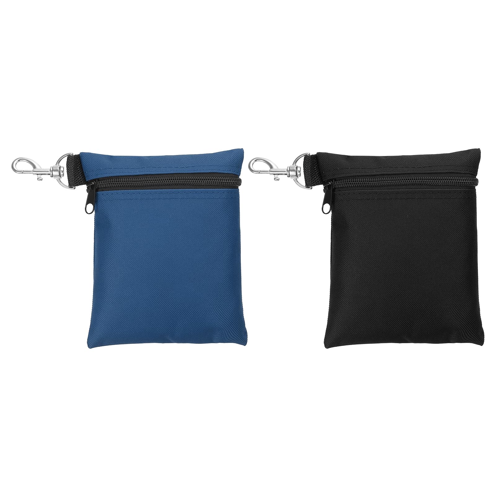 PATIKIL Zipper Golf Tee Pouch 6.7 x 5.5 Inch, 2 Pack Valuables Golf Tee Bag Golf Bag Accessories with Clip for Men Women Storage, Black/Dark Blue