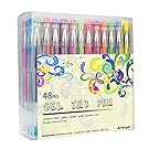 48 Stück Gelschreiber Gelstifte Set, Aril-gxr bunte Stifte inklusive Glitte, Metallisch, Pastell, Noen Gel-Stifte für Künsterbedarf, Erwachsene Malbücher, zeichnen, skizzieren, basteln usw.
