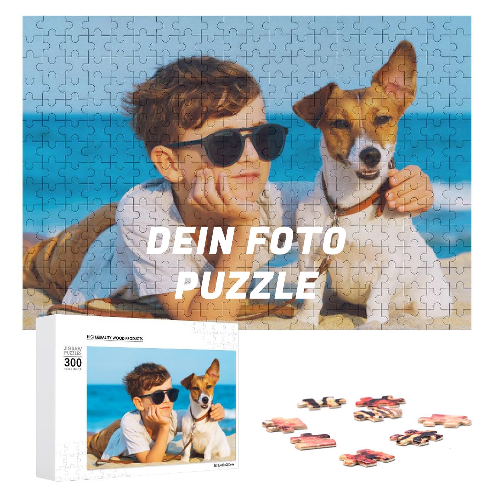 Puzzle Personalisiert Foto selbst gestalten, 300/500/1000 Teile Holzpuzzle mit eigenem Bild, personalisierte Valentinstag, Hochzeitstag Geschenke für Ihn und Sie