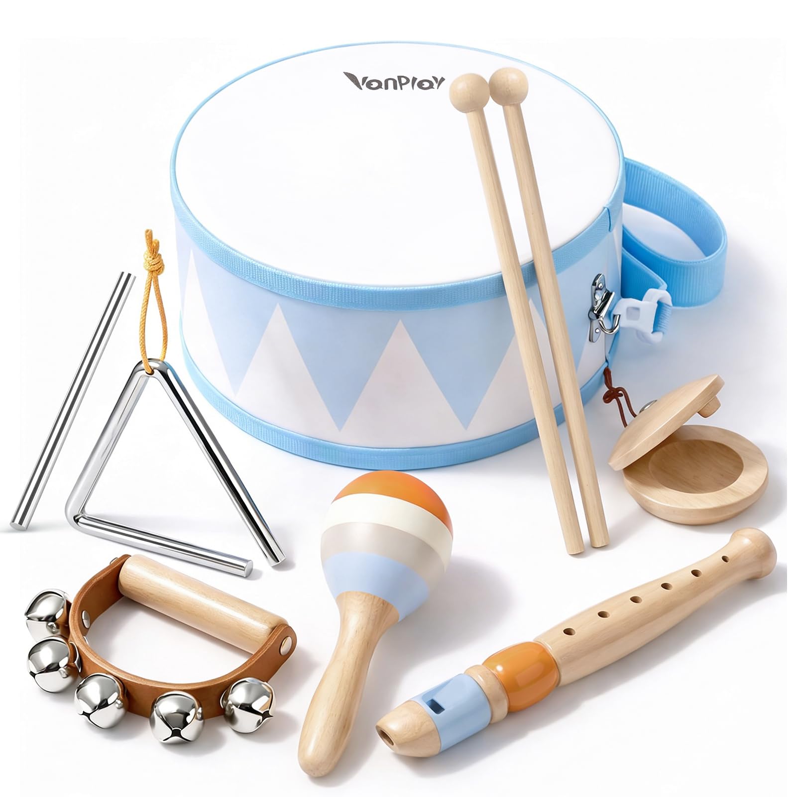 Kids Drum Kit 6 in 1 Musical Instruments Baby Toys Wooden Toys Sensory Toys for 2+ Year Old Boys Girls Baby