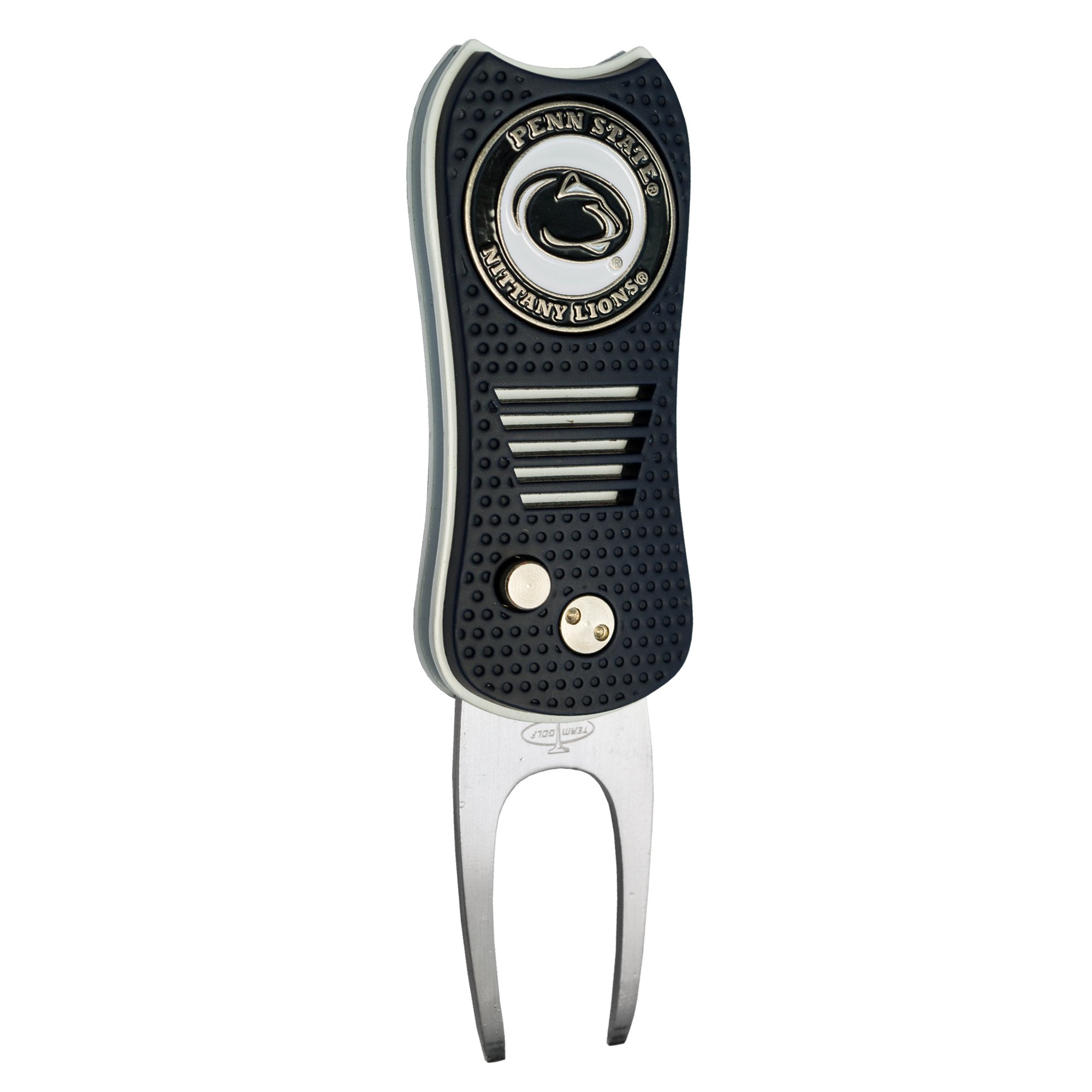 Team Golf NCAA Penn State Nittany Lions Retractable Divot Tool with Double-Sided Magnetic Ball Marker, Features Patented Single Prong Design, Causes Less Damage to Greens