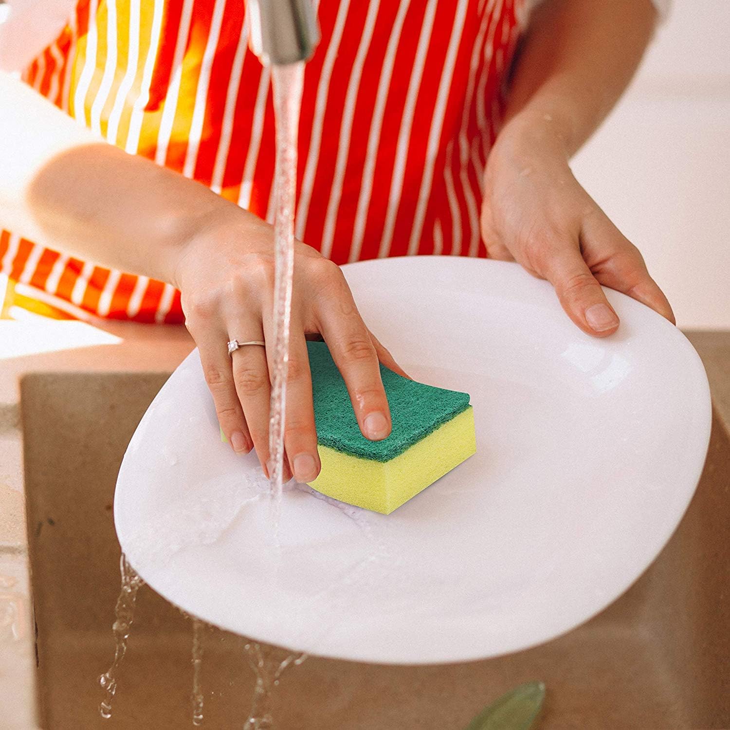 Klickpick Home Pack of 24 - Scrubbing Sponge Dish Sponge - Non Scratch Cleaning Scrub Sponges – Heavy Duty Sponge - Double-Sided Sponge for Cleaning Plates, Dishes & Removing Stains in Kitchen: Health & Personal Care