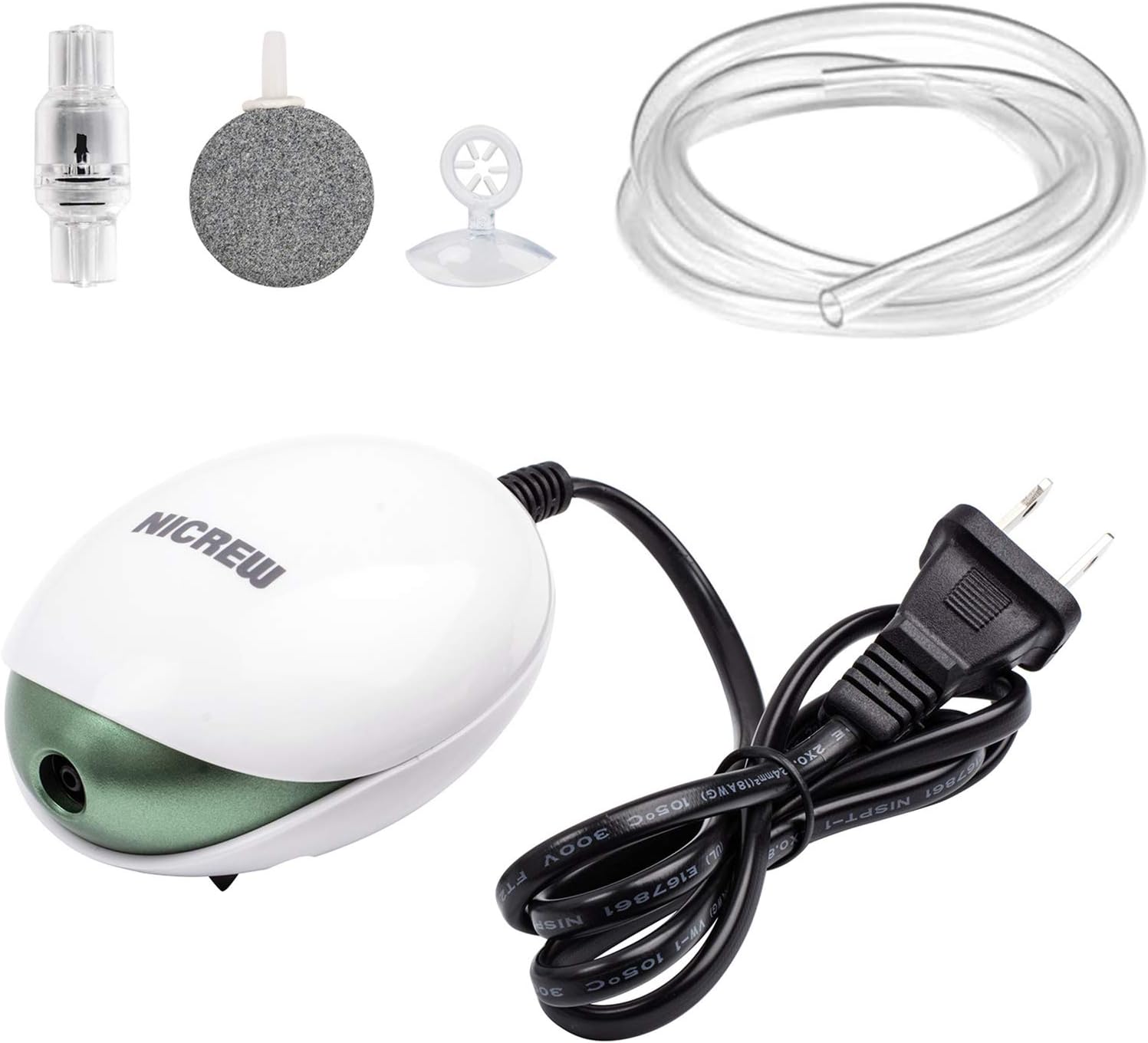 NICREW UFO Mini Aquarium Air Pump, Ultra Silent Air Aerator Pump for Fish Tank, Oxygen Bubbler with Single Outlet, Accessories Included, 1.7W: Sports & Outdoors