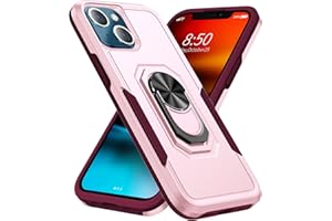 Yarxiawin Phone Case for iPhone 14 Plus with Ring Holder Magnetic 360°Rotated Kickstand Black, Military Heavy Duty Cover for 