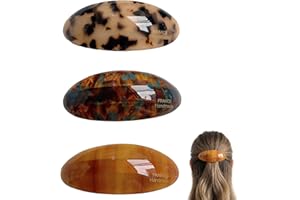 3PCS French Design Hair Barrette, French Acetate Hair Barrette Large Oval Snap Hair Clips Vintage Tortoise Shell Hair Clips f