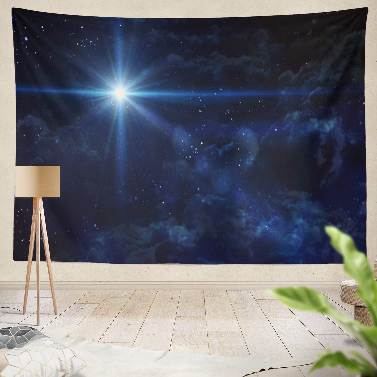 threetothree Tapestry Christmas Star Nasa Star Christmas Nativity Sky Birth Scene Night Jesus Hanging Tapestries 60 x 80 inch Wall Hanging Decor for Bedroom Livingroom Dorm
