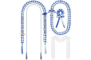Canlierr 18 Pcs Graduation Leis and Stole and Honor Cords 2025 Braided Necklace Adjustable for Student Graduation Gifts Party Supplies(Blue and White)