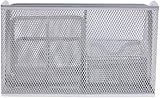 OKPOW Mesh Desk Organiser 6 Compartments with 1 Slide Drawer Silver view 4