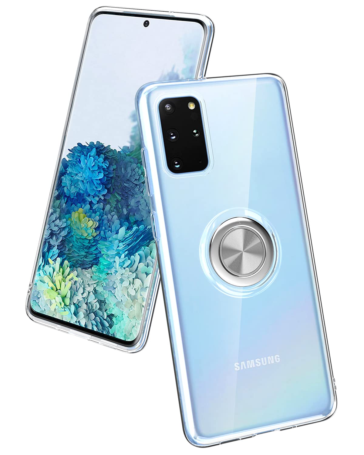Photo 1 of MuZiFei Galaxy S20 Plus Case with Ring Holder,Clear Soft TPU Shockproof Case with 360 Degree Rotation Ring Kickstand(Work with Magnetic Car Mount) Cover Cases for Samsung Galaxy S20+ Plus,Clear
