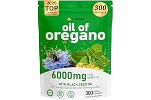 vivcmin Oregano Oil, 300 Softgels, 6000mg Oil of Oregano with Black Seed Oil for Immune & Digestive Support, aceite de Oregano with High Carvacrol & Thymoquinone, Non-GMO | 150 Days Supply