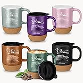 Jingmore 6 Pcs Employee Appreciation Gift Thank You Coffee Mug 13.5oz Ceramic Difference Maker Coffee Cups with Lid Cork Bottom for Coworker Social Worker Volunteer Nurse Teacher Grad (Morandi Color)